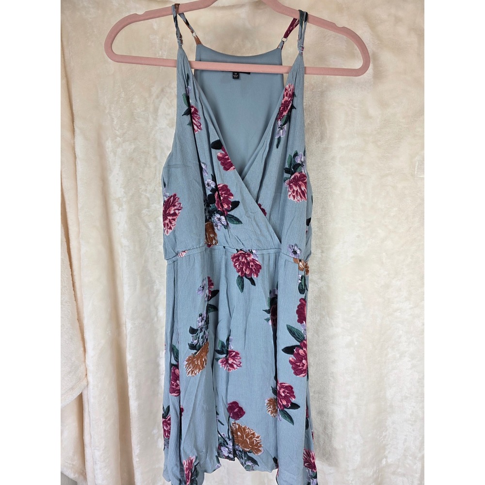 Staccato Floral mini dress Blue Pink V-Neck Surplice Sleeveless‎ Medium
